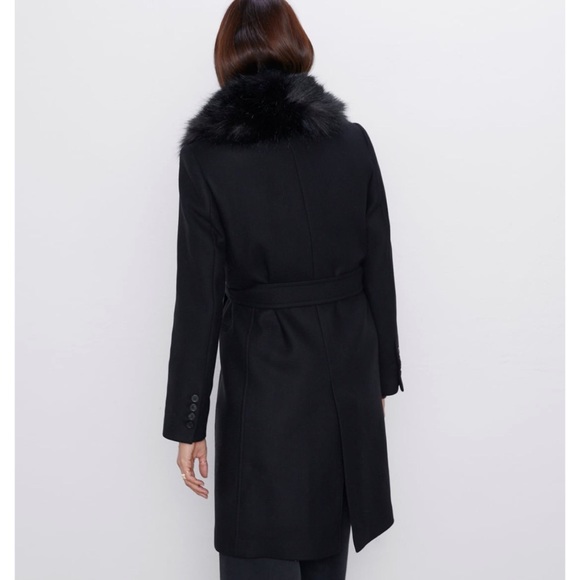 LAST 1!🔥ZARA COAT WITH FAUX FUR COLLAR - Picture 7 of 12